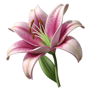 intense enchanting Stargazer lily with specklepetals, dramatic lighting, side view, isolateon transparent background,high-resolution product photography high resolution png