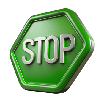 sought-after contemporary Green stop sign, white lettering, metallic finish, studio lighting, front view, render, with transparent background,high-resolution product photography high quality png