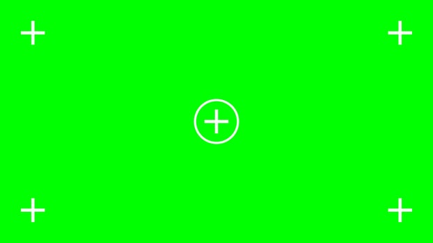 Green screen background with tracking cross marks. Chromakey technology to add visual effects or VFX during footage editing on movie post-production phase. flat illustration vector