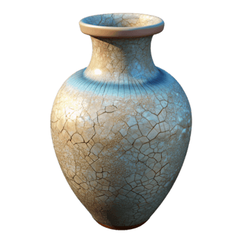 immaculate contemporary Ceramic vase, texturesurface, crackle glaze, soft lighting, side view, isolateon transparent background,high-resolution product photography artisan png