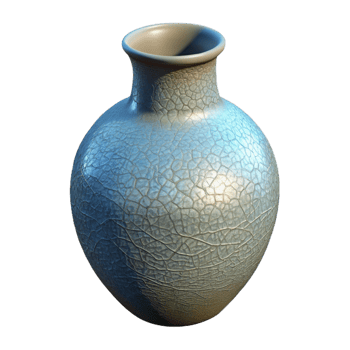 signature creative Ceramic vase, texturesurface, crackle glaze, soft lighting, side view, isolateon transparent background,high-resolution product photography gallery standard png