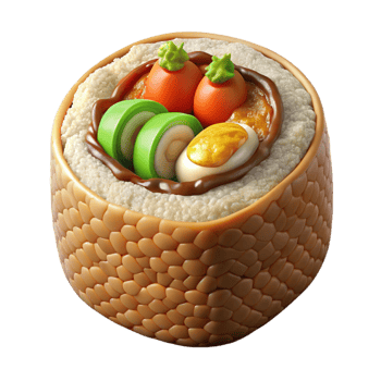 nostalgic breathtaking Dragon roll, shrimp tempura, avocado, cucumber, eel sauce, tobiko, dramatic lighting, render, isolateon transparent background,high-resolution product photography studio quality png