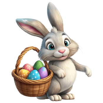 Easter Bunny With Egg Basket Illustration png
