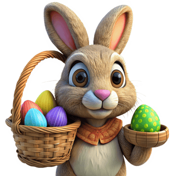 Adorable Easter Bunny With Egg Filled Basket png