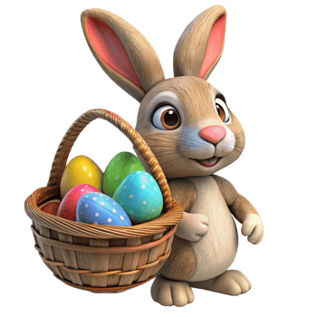 Colorful Egg Basket With Cute Bunny Character png
