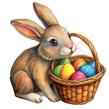 Bunny With Egg Basket for Easter Celebration png