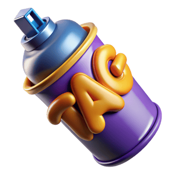 serene quintessential Spray paintelogo of a graffiti tag, texturesurface, vibrant colors, studio lighting, product shot, with transparent background,high-resolution product photography png