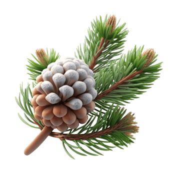 spectacular passionate urban Single branch of a pine tree with pine cones anartificial snow, close-up, studio lighting, isolateon transparent background,high-resolution product photography elite png