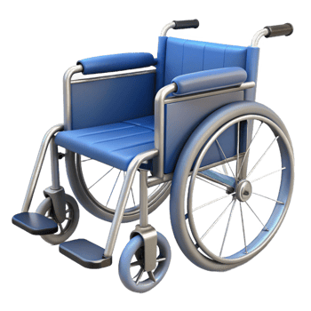 serene calm minimalist Wheelchair with foldable frame, paddeseat, footrests, rear wheels, studio lighting, render, isolateon transparent background,high-resolution product photography handcrafted png