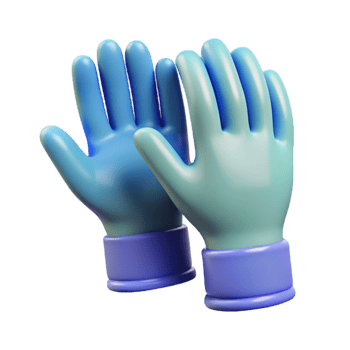 covetemid-century Medical gloves with texturelatex, powder-free, rollecuff, studio lighting, front view, render, isolateon transparent background,high-resolution product photography artisan png