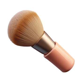 mesmerizing notable A single, fluffy makeup brush with soft bristles, wooden handle, studio lighting, isolateon transparent background,high-resolution product photography png