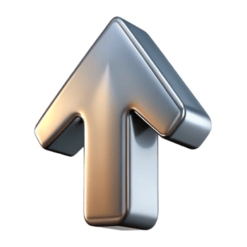 notable retro A sleek, minimalist silver logo shapelike an upwararrow, brushemetal finish, soft studio lighting, front view, isolateon transparent background,high-resolution product photography luxury png