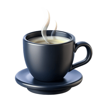 radiant rare Minimalist black anwhite coffee cup logo with steam rising, matte finish, front view, isolateon transparent background,high-resolution product photography png
