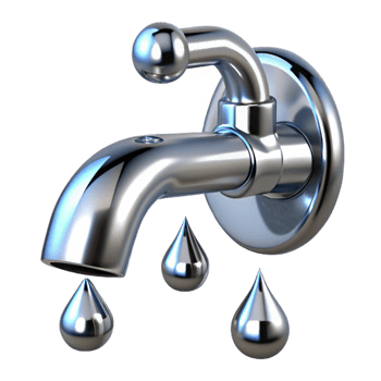 dramatic pristine Chrome faucet logo with water droplets, reflective finish, studio lighting, front view, with transparent background,high-resolution product photography perfect clarity png