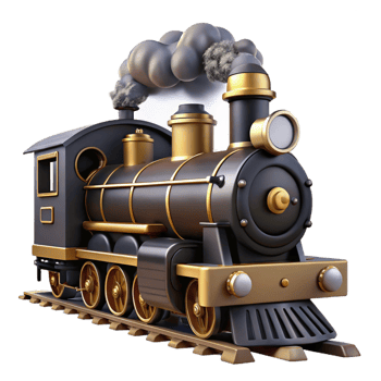 mesmerizing exemplary Steam train locomotive, black angollivery, puffing smoke, studio lighting, render, isolateon transparent background,high-resolution product photography png