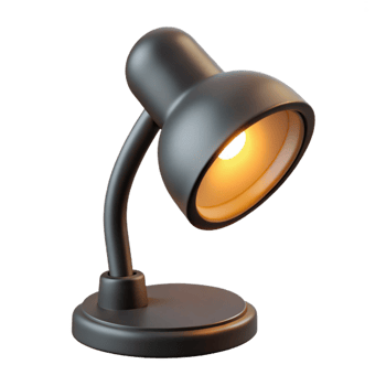 enchanting coveteClip-on reading lamp, flexible neck, focusebright light, black plastic finish, side view, isolateon transparent background,high-resolution product photography png