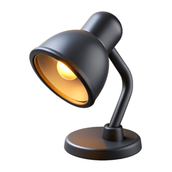 melancholic mesmerizing Clip-on reading lamp, flexible neck, focusebright light, black plastic finish, side view, isolateon transparent background,high-resolution product photography flawless png