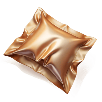 majestic mysterious vintage Satin pillowcase, smooth anluxurious, champagne color, soft lighting, top-down view, isolateon transparent background,high-resolution product photography 4K png