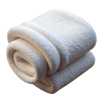 dazzling standout Fluffy bath towel, white terry cloth, thick anabsorbent, soft lighting, foldeneatly, isolateon transparent background,high-resolution product photography png