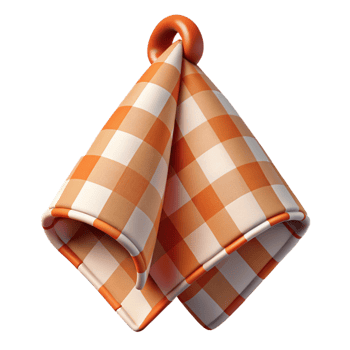 mesmerizing dramatic organic Tea towel, linen fabric, checkerepattern, hanging folded, soft lighting, isolateon transparent background,high-resolution product photography original png