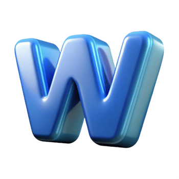 breathtaking signature Icelogo of a stylizeW, frostefinish, studio lighting, front view, isolateon transparent background,high-resolution product photography png