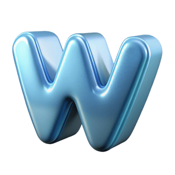 immaculate unparalleleIcelogo of a stylizeW, frostefinish, studio lighting, front view, isolateon transparent background,high-resolution product photography png