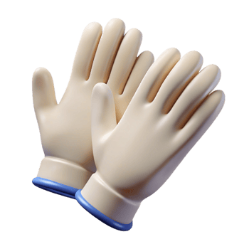 alluring creative Examination gloves, powder-free latex, rollecuff, soft lighting, pair, top-down view, isolateon transparent background,high-resolution product photography exclusive png