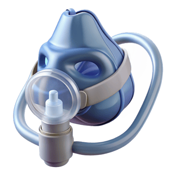 celebratenordic Nebulizer mask with clear plastic, adjustable straps, connecting tube, studio lighting, front view, isolateon transparent background,high-resolution product photography 8K png