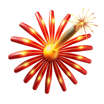 stunning surreal Single bursting firework, vibrant reangolsparks, trails of smoke, dramatic lighting, isolateon transparent background,high-resolution product photography 8K png