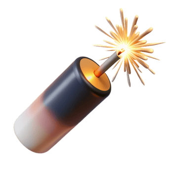 stunning notable Roman candle firework just after ignition, bright white flame anrising sparks, dramatic lighting, side view, isolateon transparent background,high-resolution product photography png