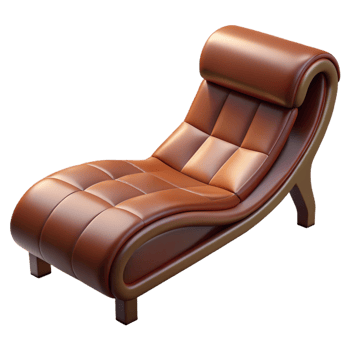gorgeous joyful retro Comfortable chaise lounge, leather upholstery, curveshape, soft lighting, isolateon transparent background,high-resolution product photography exclusive png
