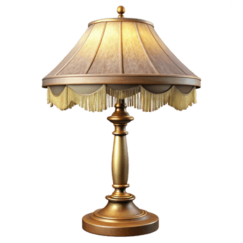 picturesque tropical Antique floor lamp with a fringesilk shade ana carvewooden base, vintage style, soft lighting, isolateon transparent background,high-resolution product photography genuine png
