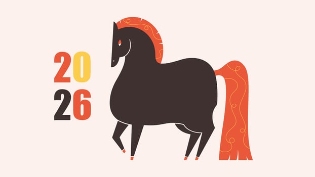 Cute Horse, symbol of 2026 year according Chinese calendar. Print design with animal for card, poster, banner. Year of the Horse. Happy Chinese New year vector