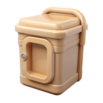 sought-after gothic Portable toilet, beige plastic, slightly worn texture, studio lighting, front view, isolateon transparent background,high-resolution product photography original png