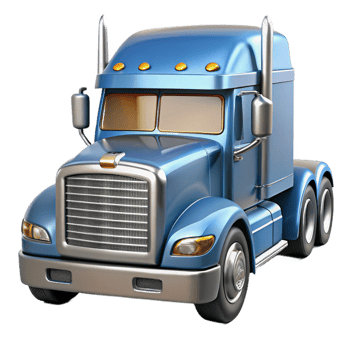 glorious industrial Semi-truck cab, chrome details, sleeper compartment, studio lighting, front view, detaileillustration, with transparent background,high-resolution product photography authentic png