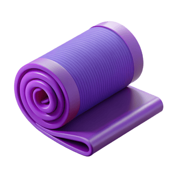unparallelecontemporary Yoga mat rolleup, texturesurface, purple color, soft lighting, front view, product shot, isolateon transparent background,high-resolution product photography elite png