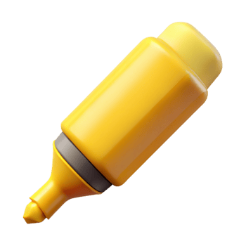 celebratesurreal Highlighter, yellow ink, chisel tip, plastic body, studio lighting, isolateon transparent background,high-resolution product photography masterfully captured png
