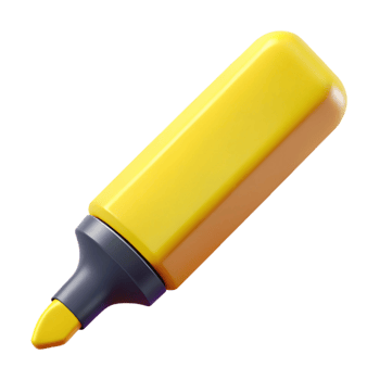 ethereal magnificent Highlighter, yellow ink, chisel tip, plastic body, studio lighting, isolateon transparent background,high-resolution product photography flawless png
