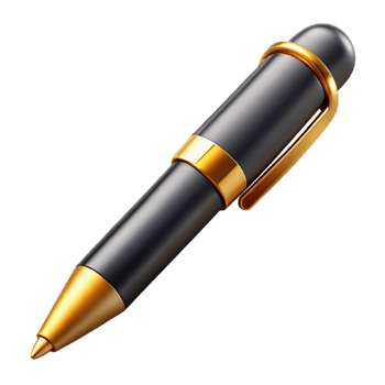 majestic ethereal urban Retractable pen, black ink, golaccents, glossy finish, studio lighting, isolateon transparent background,high-resolution product photography masterfully captured png