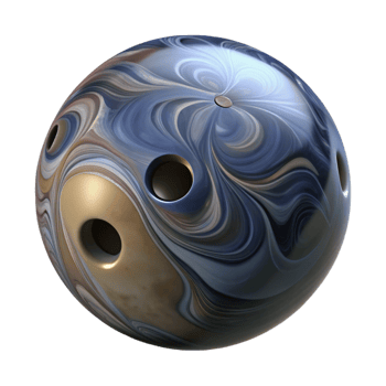 spectacular whimsical elegant Bowling ball, marbledesign, finger holes, glossy finish, dramatic lighting, isolateon transparent background,high-resolution product photography artisan png