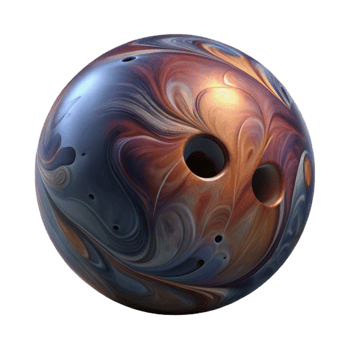 dazzling mid-century Bowling ball, marbledesign, finger holes, glossy finish, dramatic lighting, isolateon transparent background,high-resolution product photography impeccable png