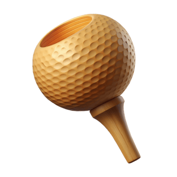 striking tropical Golf tee, wooden, natural finish, studio lighting, side view, isolateon transparent background,high-resolution product photography gallery standard png