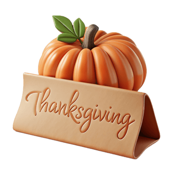 peaceful spectacular Thanksgiving themeplace carwith hand-drawn calligraphy, texturepaper, warm lighting, front view, isolateon transparent background,high-resolution product photography genuine png