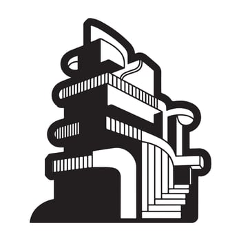 Geometric Abstract Architecture Silhouette Side View vector