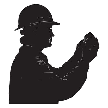 Geologist Profile Silhouette with Thick Black Outline vector