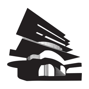 Abstract Architecture Silhouette with Bold Thick Lines vector