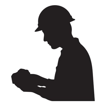 Geologist Silhouette with Thick Outline on White Background vector
