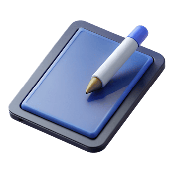 impressive unforgettable Tablet computer with stylus pen, angleperspective, soft lighting, isolateon transparent background,high-resolution product photography png
