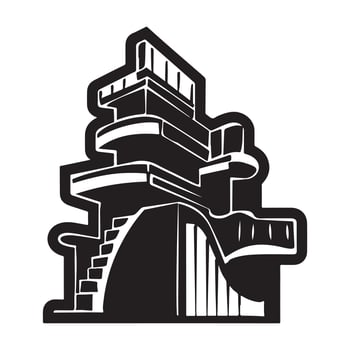 Minimalist Black Silhouette of Abstract Architecture vector