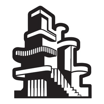 Abstract Architecture Side View Silhouette on White Background vector
